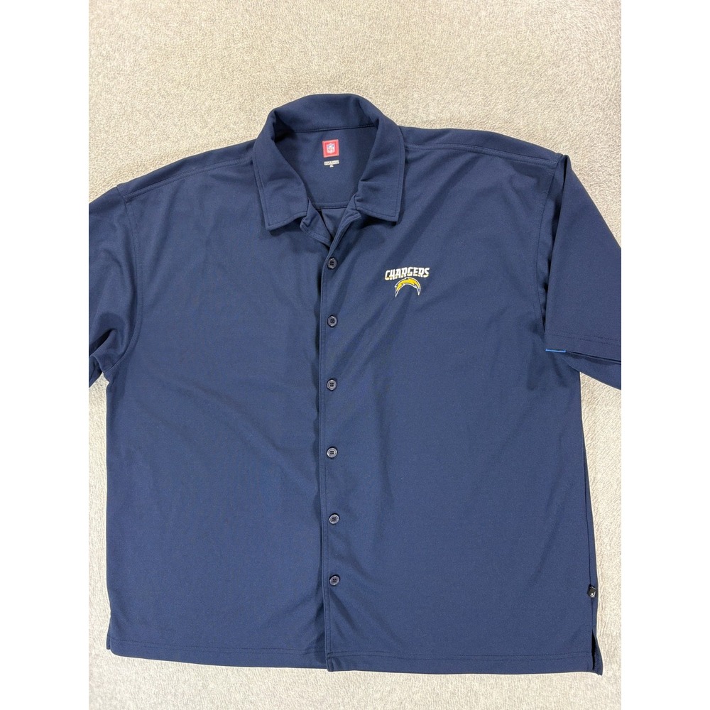 Los Angeles Chargers Stitched Logo S/S Button Down Stadium Shirt (Men's XL) Blue